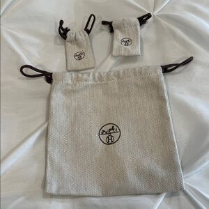 Hermès Beige Drawstring Pouch Set